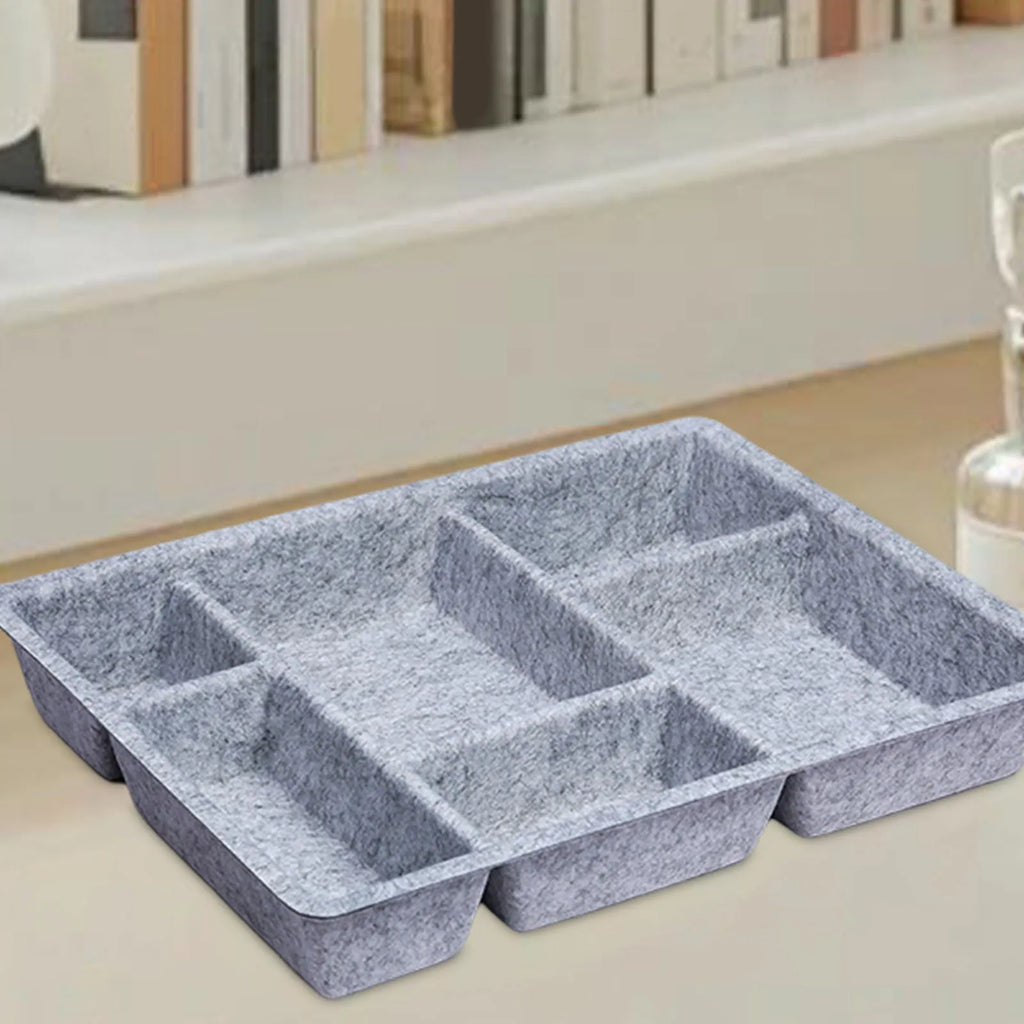 6 Compartments Felt Drawer Organizer Tray Versatile Multifunctional Desk Organisers for Desk Dresser Kitchen Light Pantry