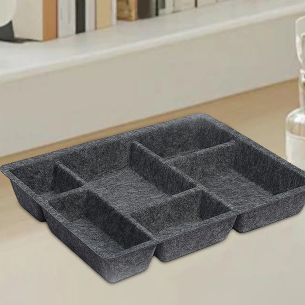 6 Compartments Felt Drawer Organizer Tray Versatile Multifunctional Desk Organisers for Desk Dresser Kitchen Light Pantry