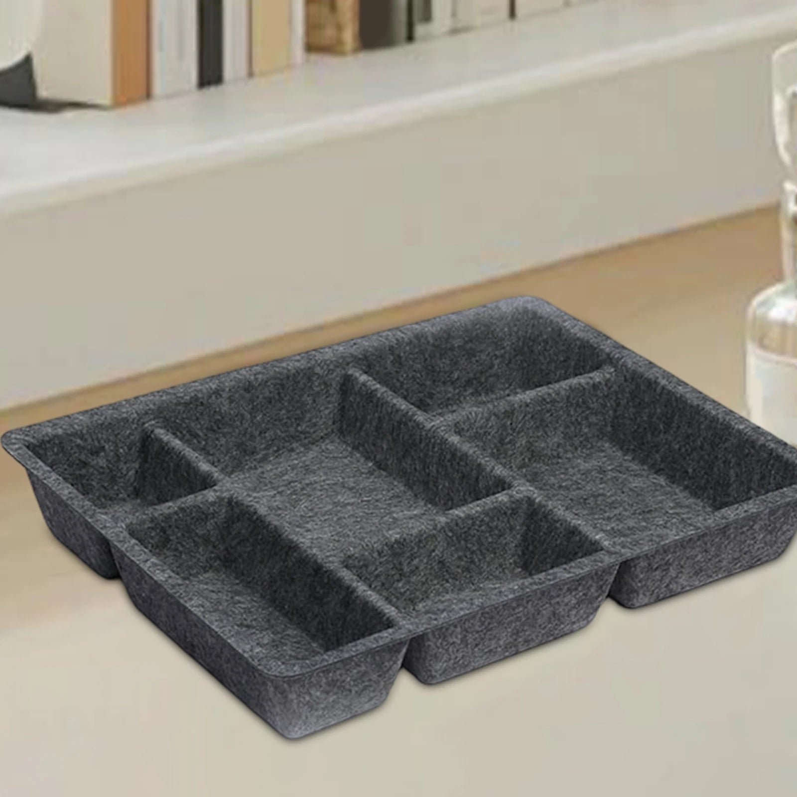 6 Compartments Felt Drawer Organizer Tray Versatile Multifunctional Desk Organisers for Desk Dresser Kitchen Light Pantry