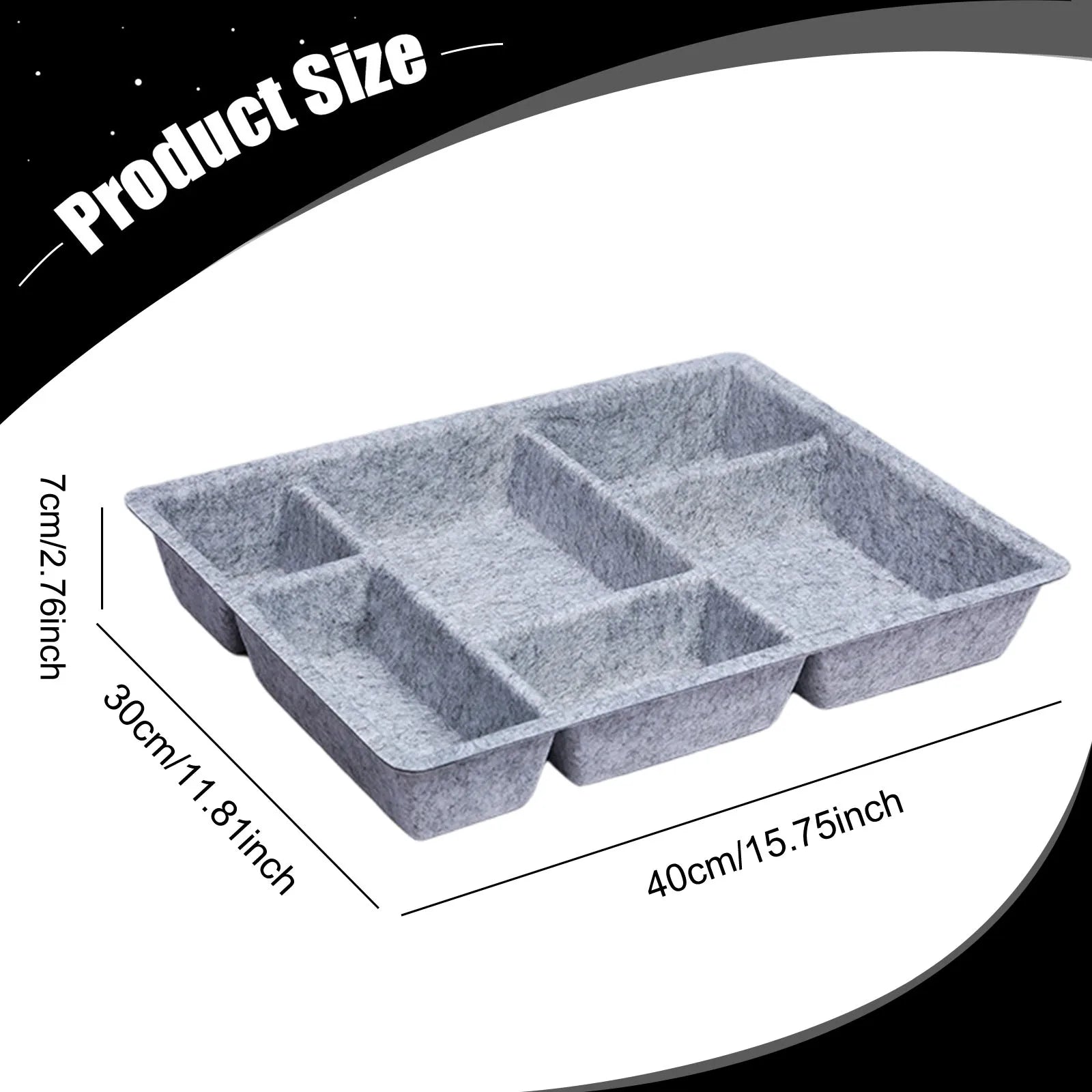 6 Compartments Felt Drawer Organizer Tray Versatile Multifunctional Desk Organisers for Desk Dresser Kitchen Light Pantry