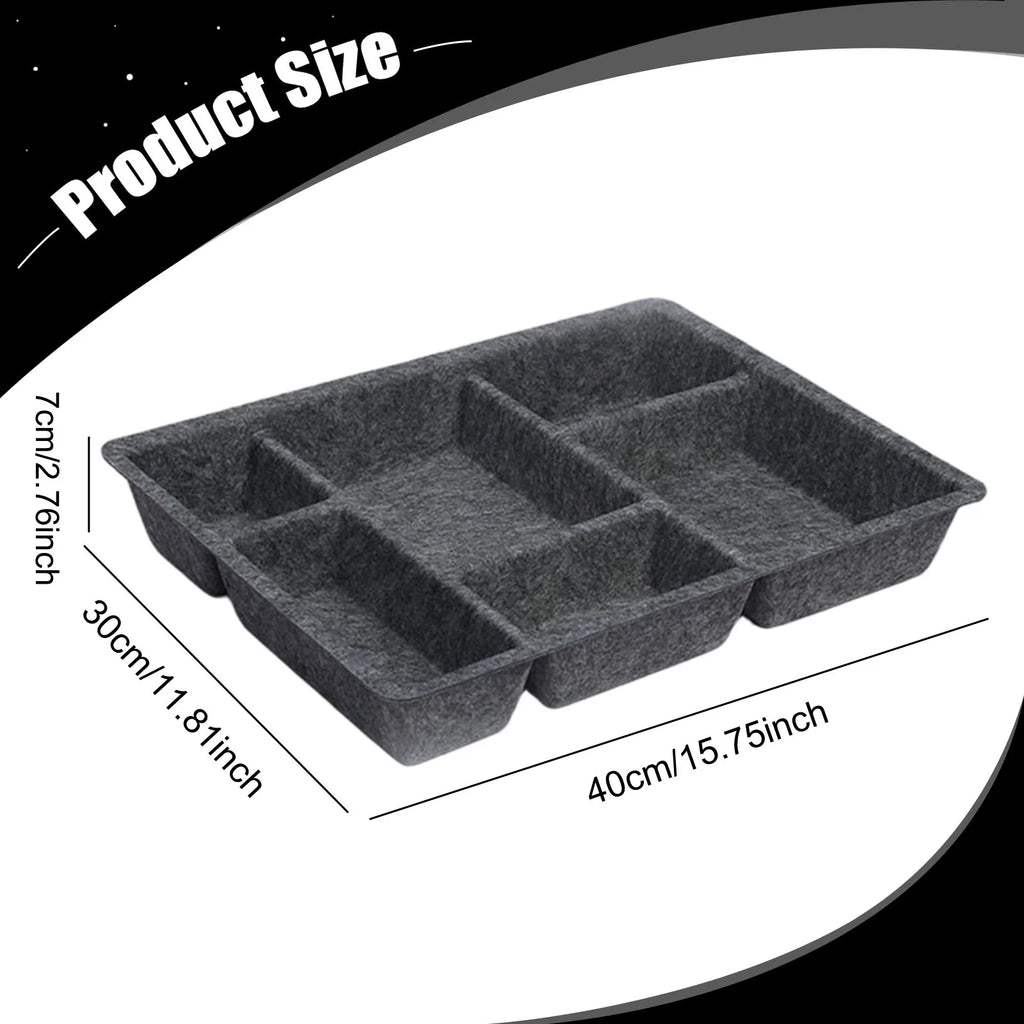 6 Compartments Felt Drawer Organizer Tray Versatile Multifunctional Desk Organisers for Desk Dresser Kitchen Light Pantry
