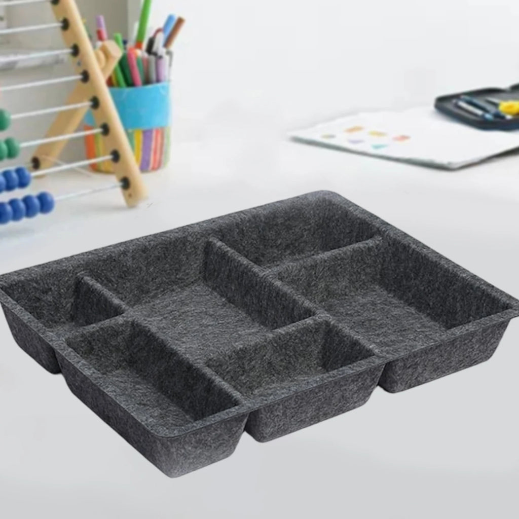 6 Compartments Felt Drawer Organizer Tray Versatile Multifunctional Desk Organisers for Desk Dresser Kitchen Light Pantry