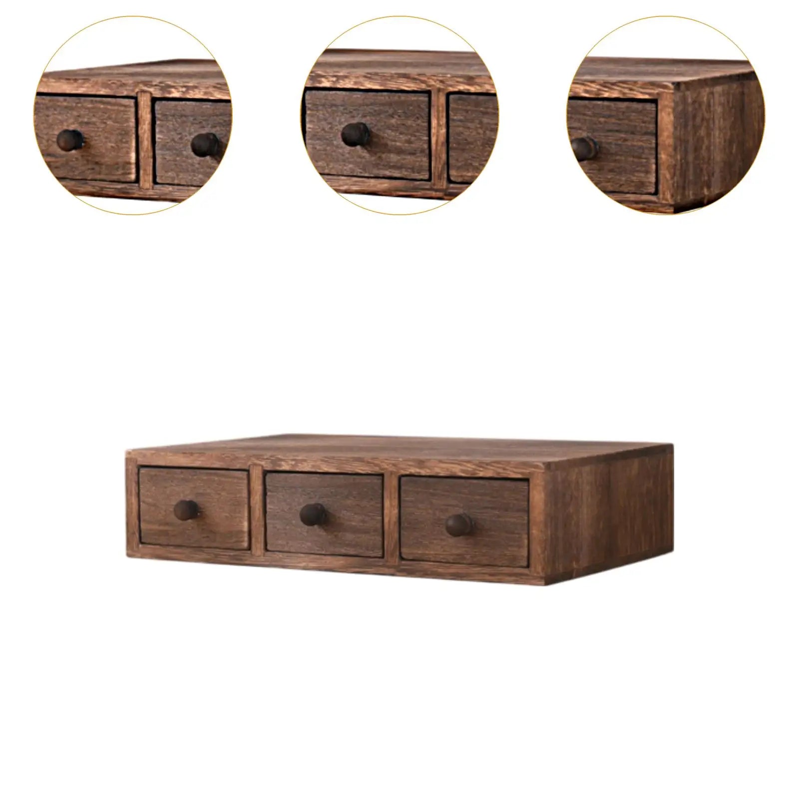 Wooden Desktop Organizer with Drawer Storage Box Compact Jewelry Makeup Organizer Portable for Office Home Bedroom Table Decor