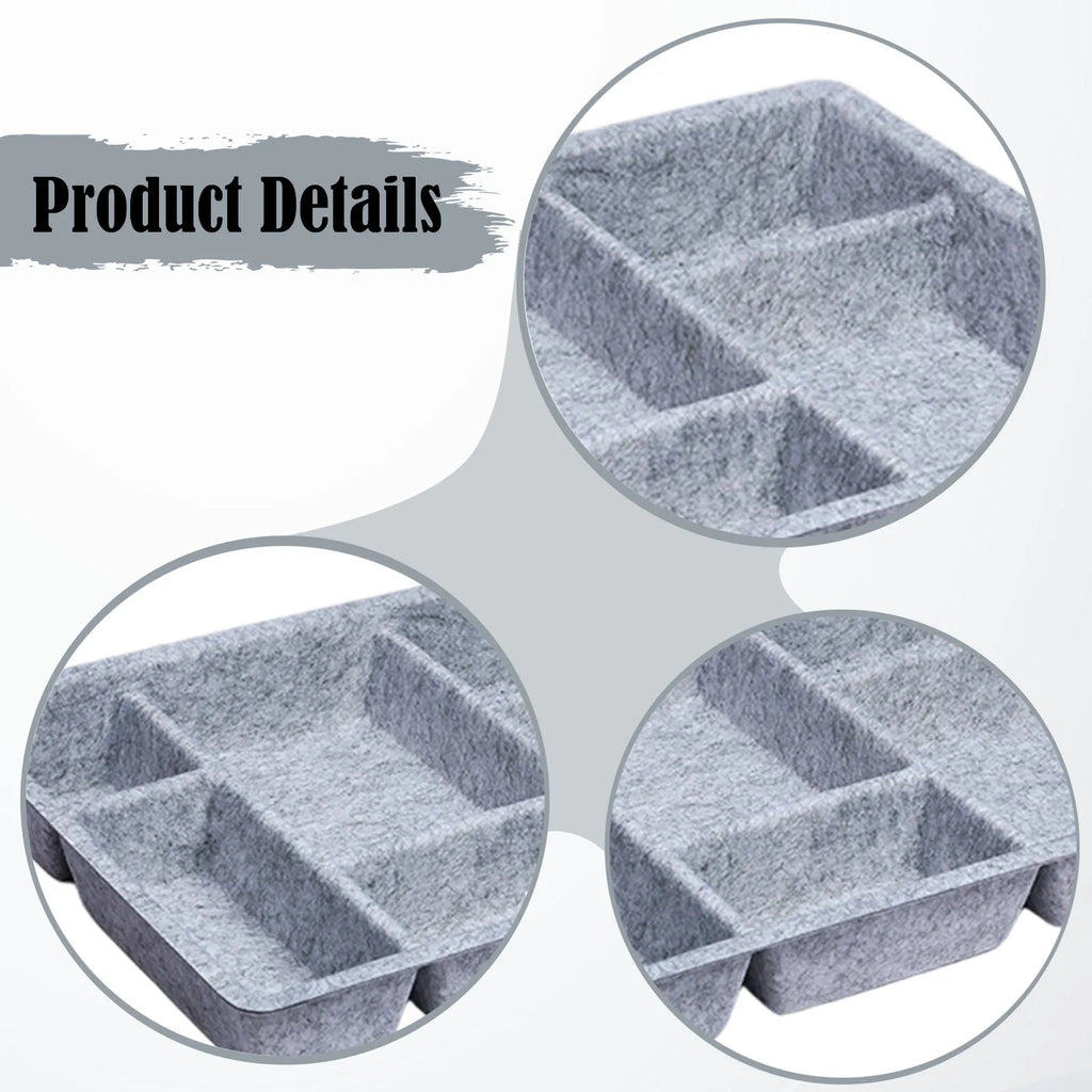 6 Compartments Felt Drawer Organizer Tray Versatile Multifunctional Desk Organisers for Desk Dresser Kitchen Light Pantry