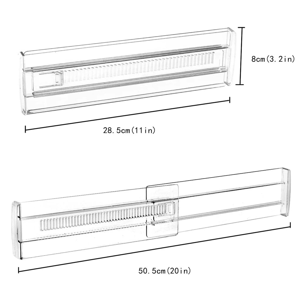 Drawer Dividers, Adjustable Drawer Organizer, Clear Expandable Dresser Organizer for Clothes Kitchen Utensils Tableware Draw