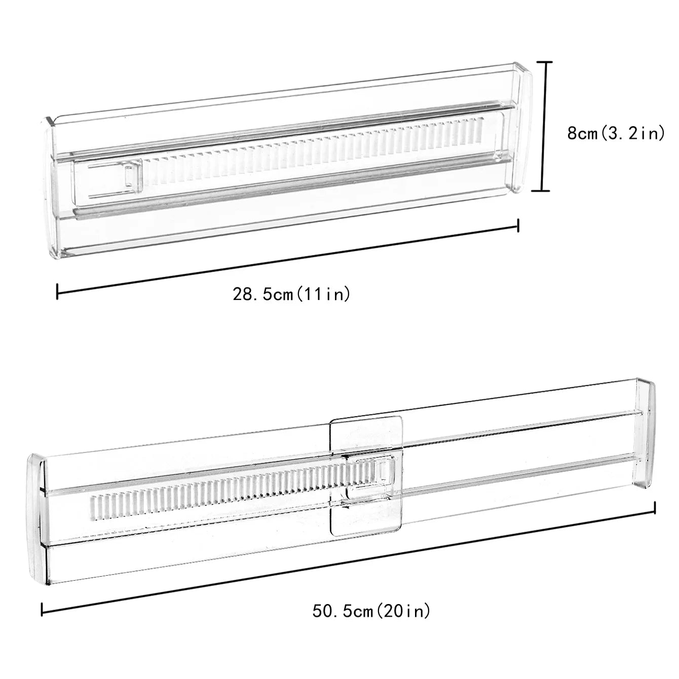 Drawer Dividers, Adjustable Drawer Organizer, Clear Expandable Dresser Organizer for Clothes Kitchen Utensils Tableware Draw