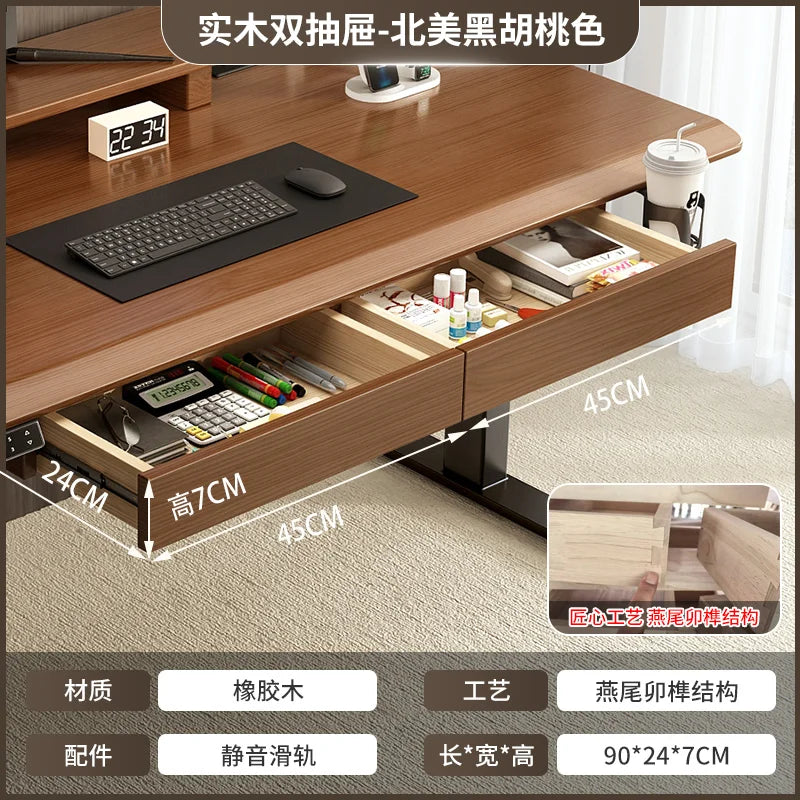 Solid Wood Desk Drawer Pull-Out Organizer Under-Desk Hidden Storage Box for Office Miscellaneous Storage for Documents