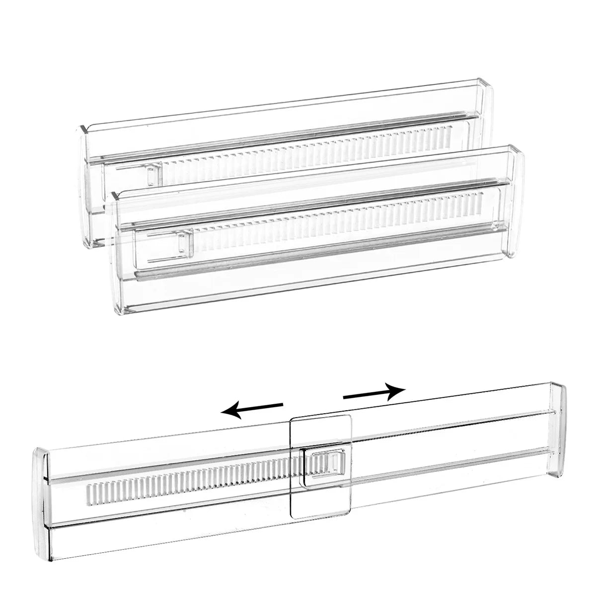 Drawer Dividers, Adjustable Drawer Organizer, Clear Expandable Dresser Organizer for Clothes Kitchen Utensils Tableware Draw