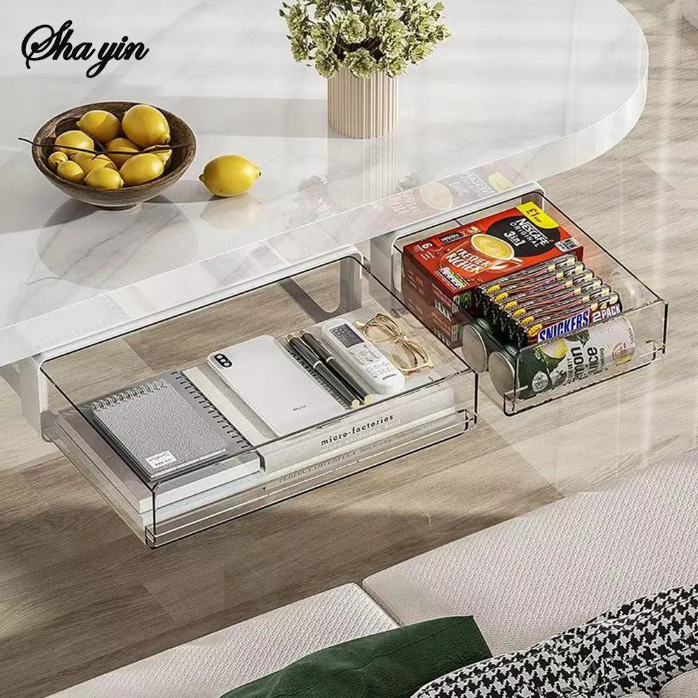 Drawer Storage Box Under Table Hidden Self-Adhesive Drawer Type Organizer Cabinet Office Desk Cosmetics Stationery Storage Rack