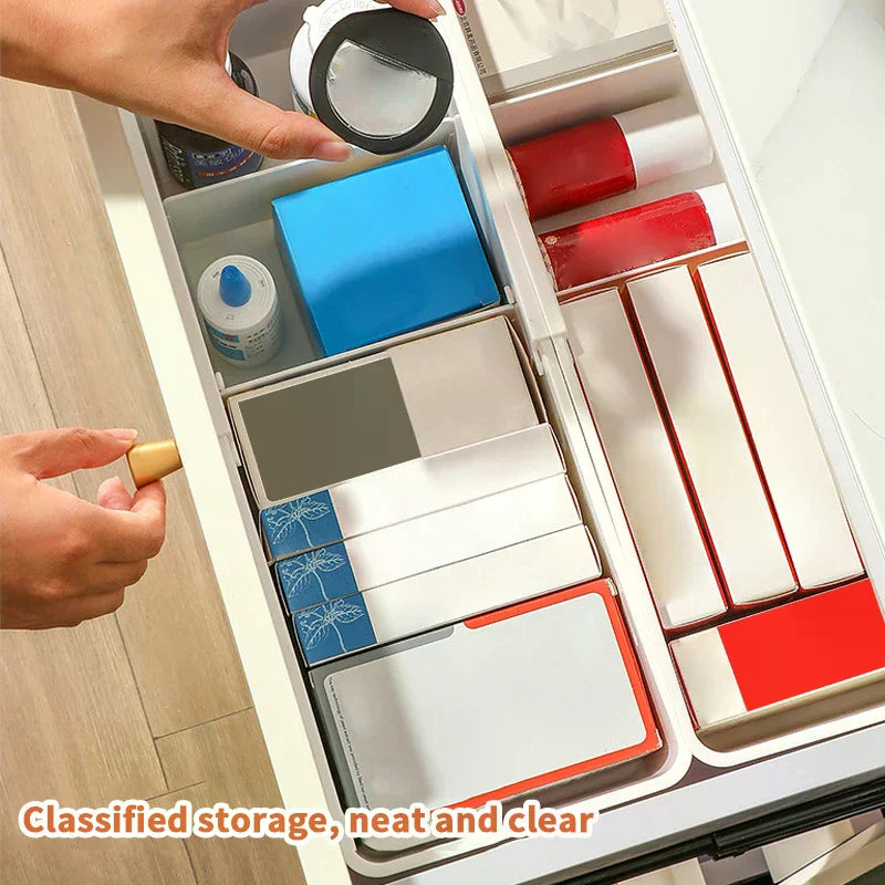Drawer Organizer Expandable Utensil Tray For Kitchen Adjustable Flatware Stationery Cosmetics Holder White Cutlery Storage Box
