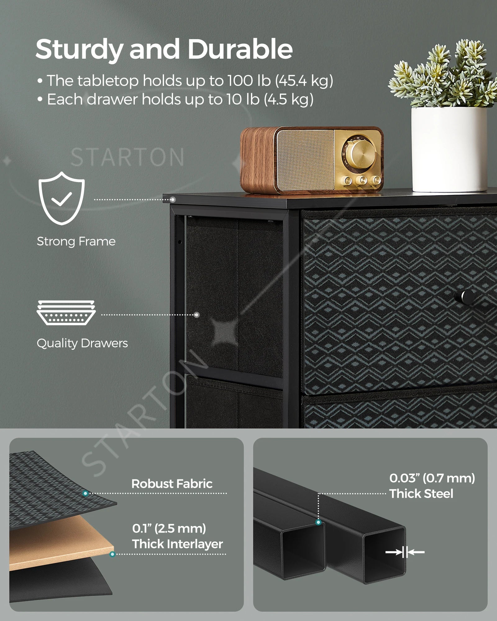 Dresser for Bedroom Closet Organizer and Storage Cabinet with 7 Fabric Drawers Chest of Drawers