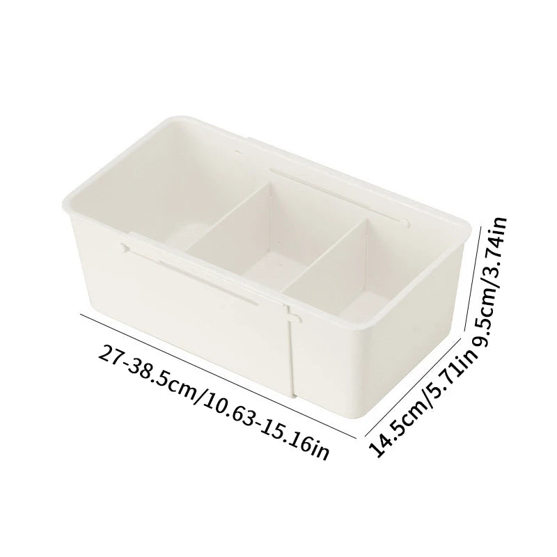 Drawer Organizer Expandable Utensil Tray For Kitchen Adjustable Flatware Stationery Cosmetics Holder White Cutlery Storage Box