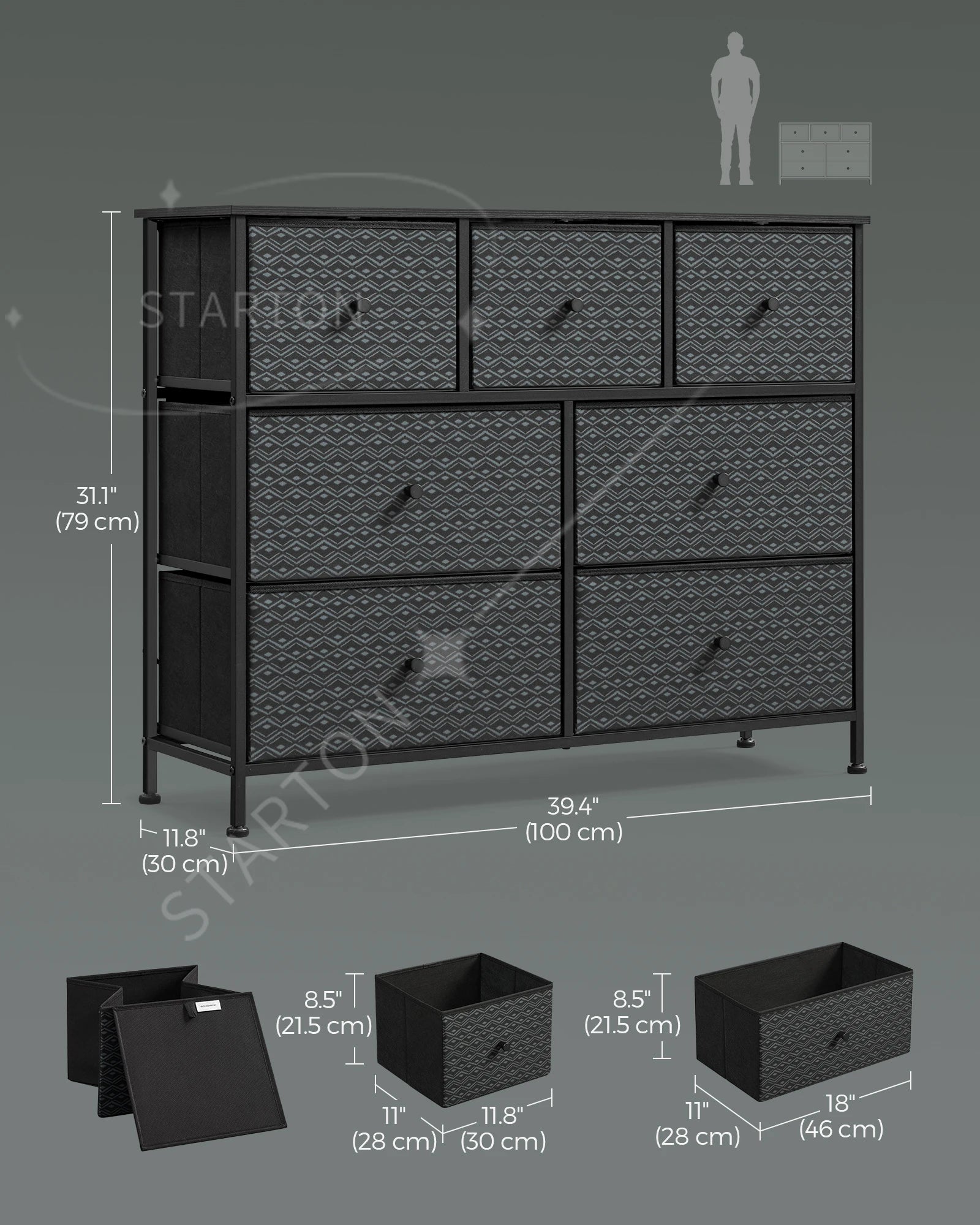 Dresser for Bedroom Closet Organizer and Storage Cabinet with 7 Fabric Drawers Chest of Drawers