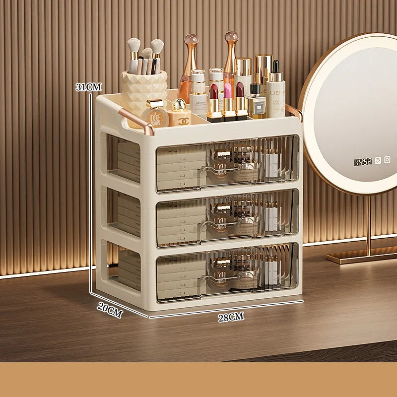 Fashion Makeup Organizer Drawer Type Cosmetic Storage Box Large Capacity Skincare Organizer for Bathroom Vanity Desk
