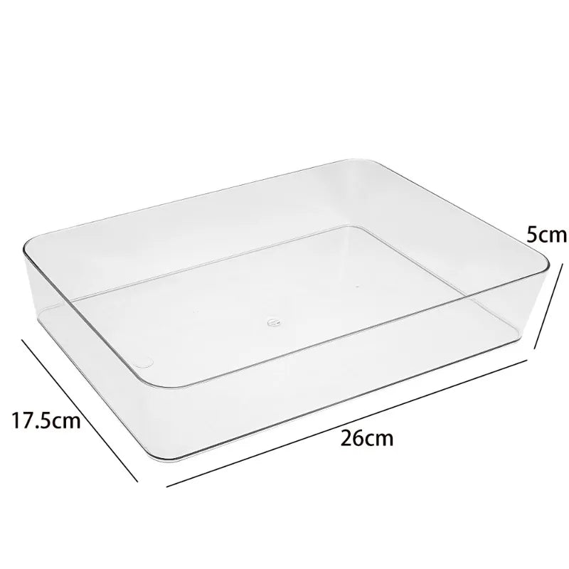 Desk Drawer Organizers Clear Cosmetic Storage Box Transparent Stationery Organizer Storage Bin Kitchen Bathroom Organizer Tools