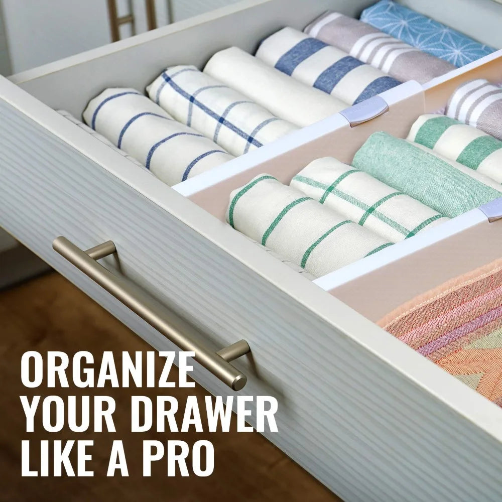 Set of 1 Adjustable Drawer Dividers Organizer Separators Plastic Dresser Organizer for Bedroom, Bathroom, Closet, Office Desk