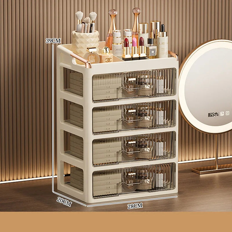 Fashion Makeup Organizer Drawer Type Cosmetic Storage Box Large Capacity Skincare Organizer for Bathroom Vanity Desk