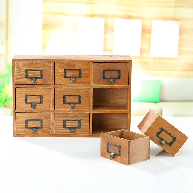 Drawer Type Storage Box Wood Organizer Boxes Large Wooden Decorative Living Room Storage Container Multifunctional Accessory Bin