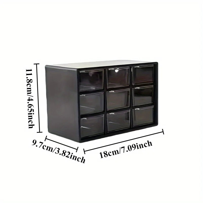 1pc Mini Drawer Organizer Small Organizer With Drawers Plastic Desktop Storage Box With 9 Drawers Desk Craft Organizer For Offic