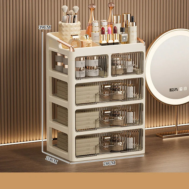 Fashion Makeup Organizer Drawer Type Cosmetic Storage Box Large Capacity Skincare Organizer for Bathroom Vanity Desk