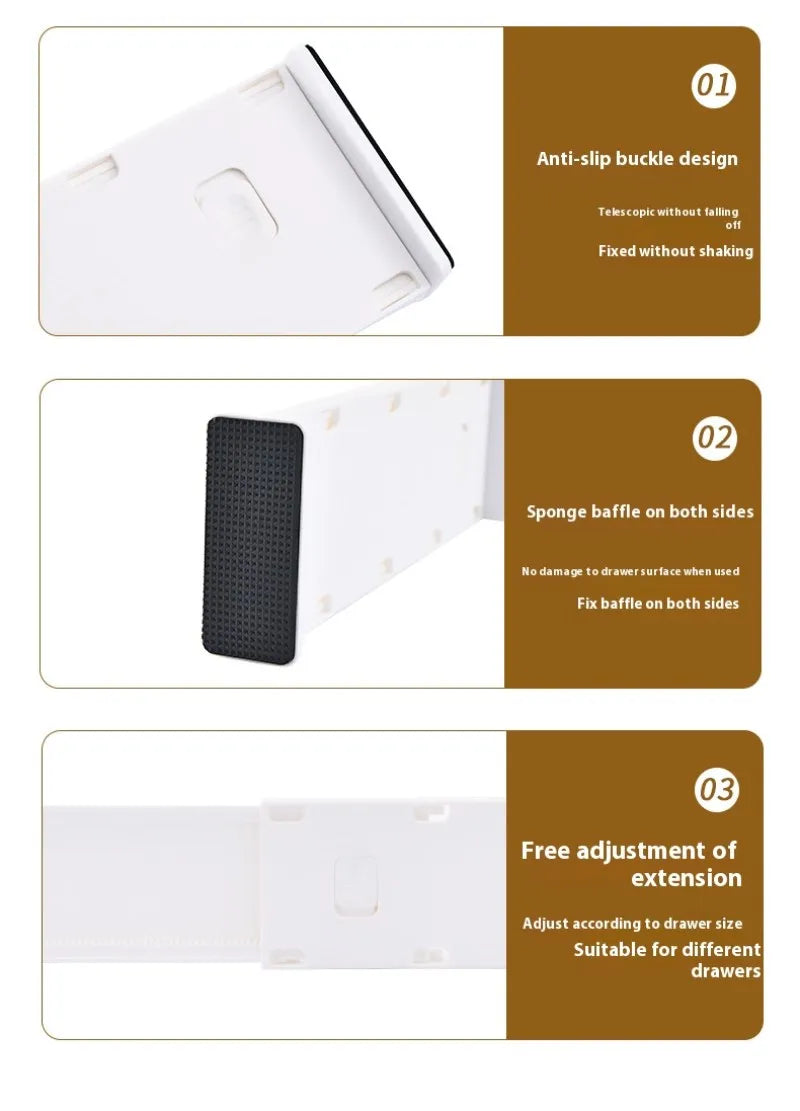 Drawer Organizer Dividers for Clothes Underwear Socks Storage Box Partition Boards for Kitchenware Cosmetics Free-Combination