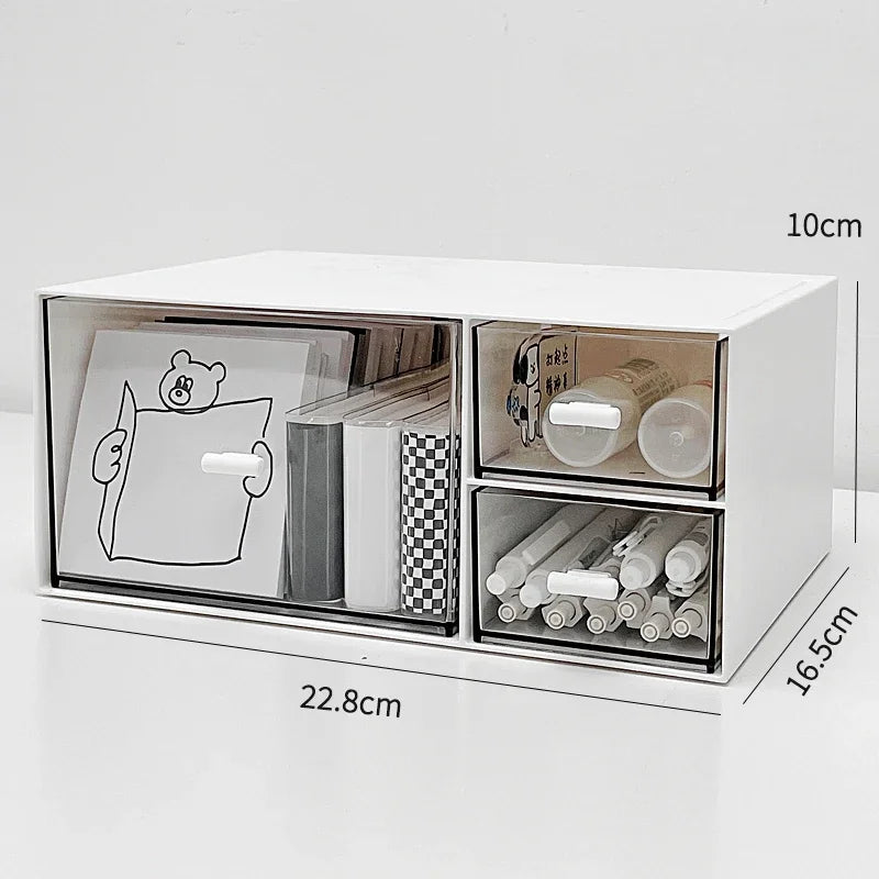 Simple Desktop Drawer Storage Box Organizer Student Dormitory Desk DIY Table Transparent Acrylic Stationery Tape Storage Rack