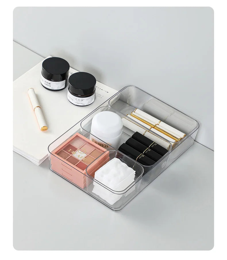 Clear Drawer Organizer Boxes Transparent Plastic Storage Box Desktop Acrylic Box Jewelry Makeup Cosmetic Organizer Drawer Box