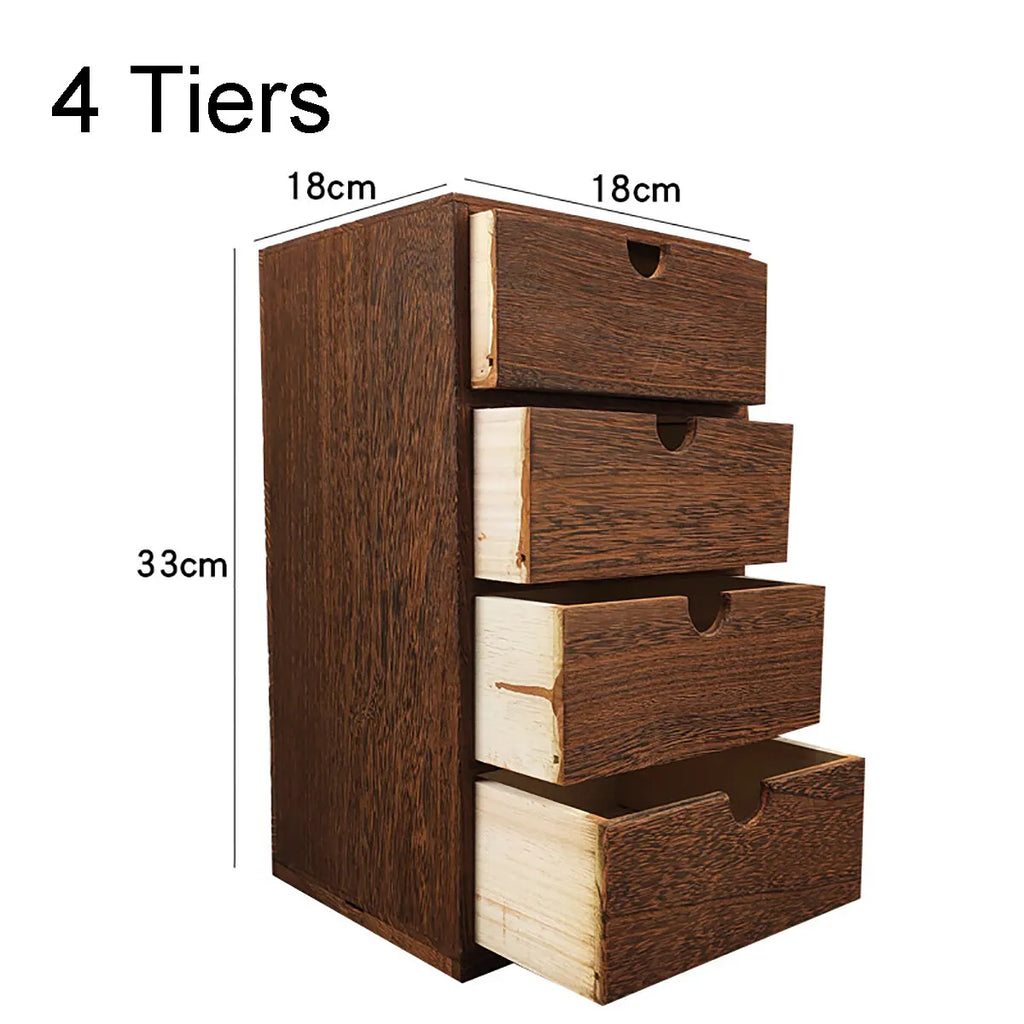 Drawer Wooden Storage Organizer Small Desktop Decorative Cabinet Boxes