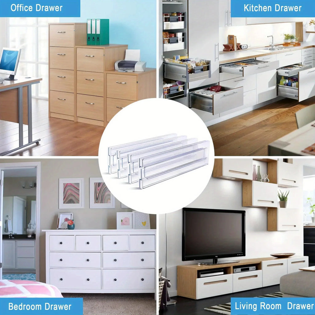 Drawer Dividers Organizers 1 Pack Adjustable 8cm High Expandable from 27.7-52.5cm Kitchen Drawer Organizer Clear Plastic