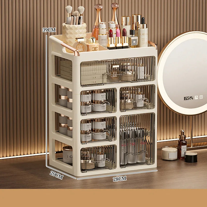 Fashion Makeup Organizer Drawer Type Cosmetic Storage Box Large Capacity Skincare Organizer for Bathroom Vanity Desk