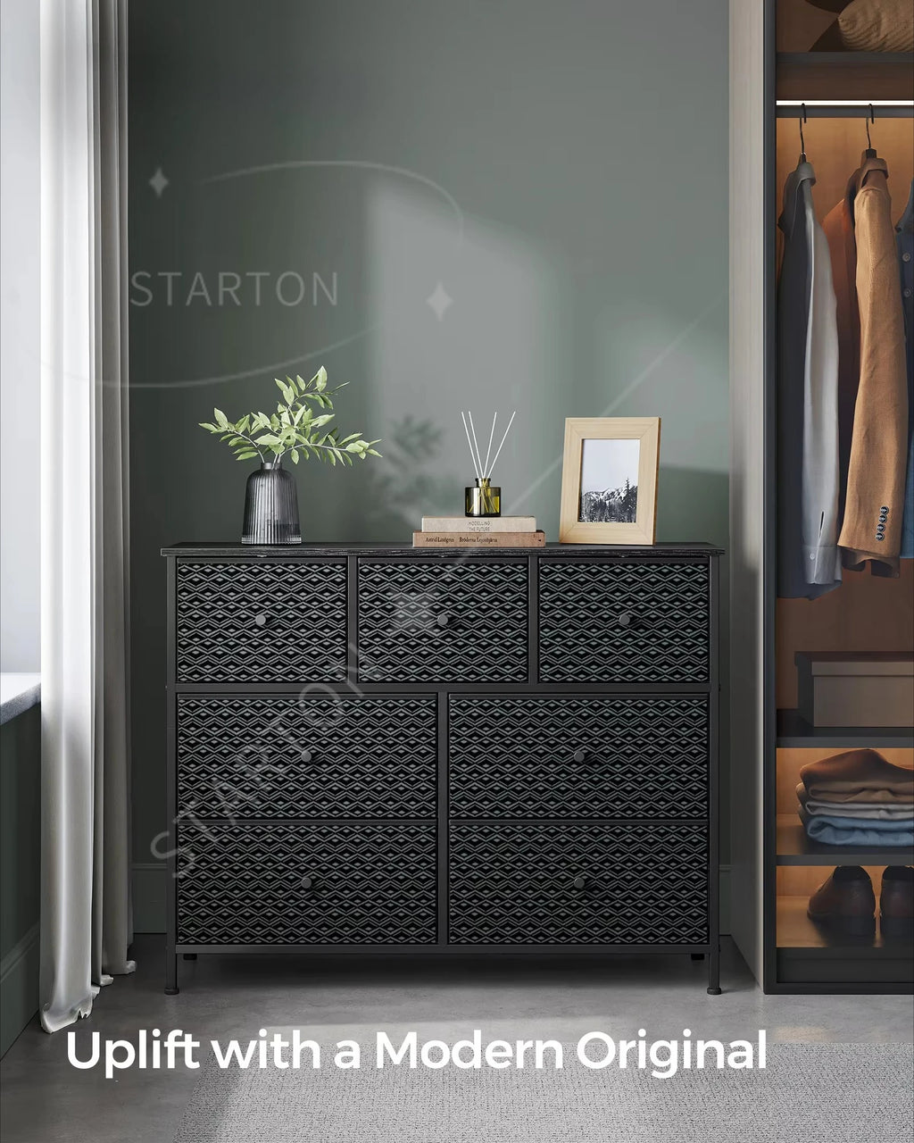 Dresser for Bedroom Closet Organizer and Storage Cabinet with 7 Fabric Drawers Chest of Drawers