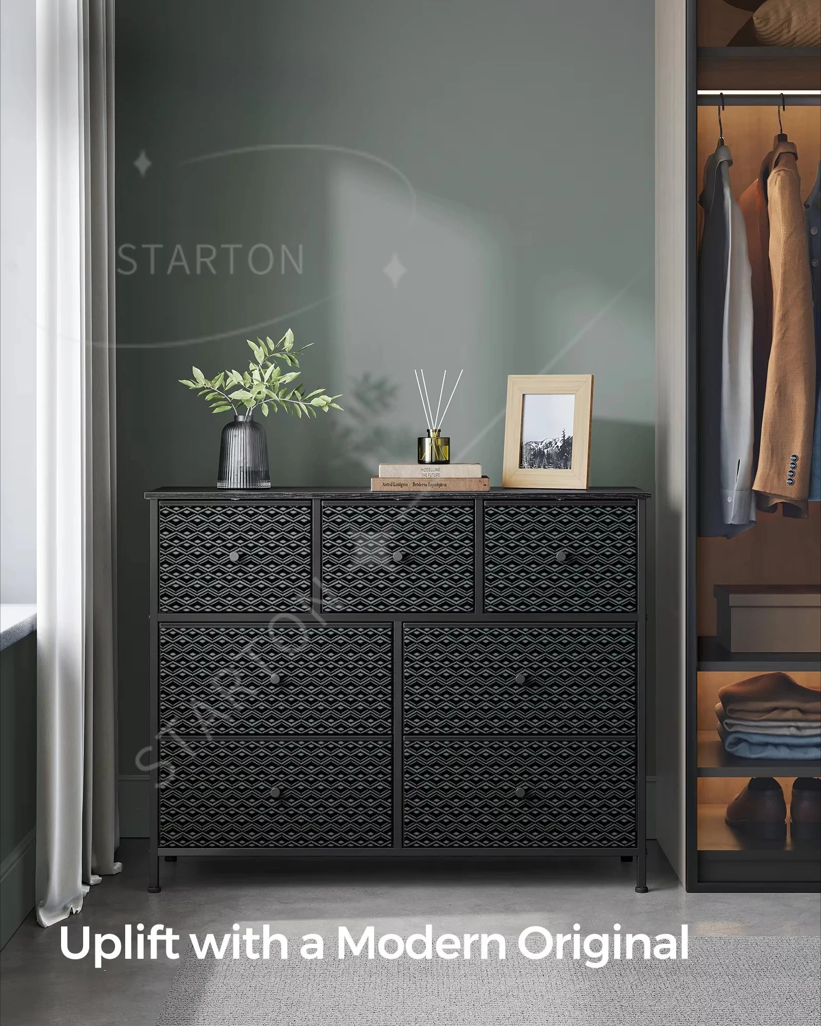 Dresser for Bedroom Closet Organizer and Storage Cabinet with 7 Fabric Drawers Chest of Drawers