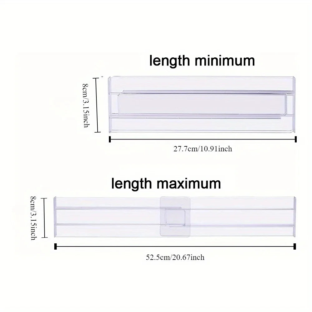 Drawer Dividers Organizers 1 Pack Adjustable 8cm High Expandable from 27.7-52.5cm Kitchen Drawer Organizer Clear Plastic