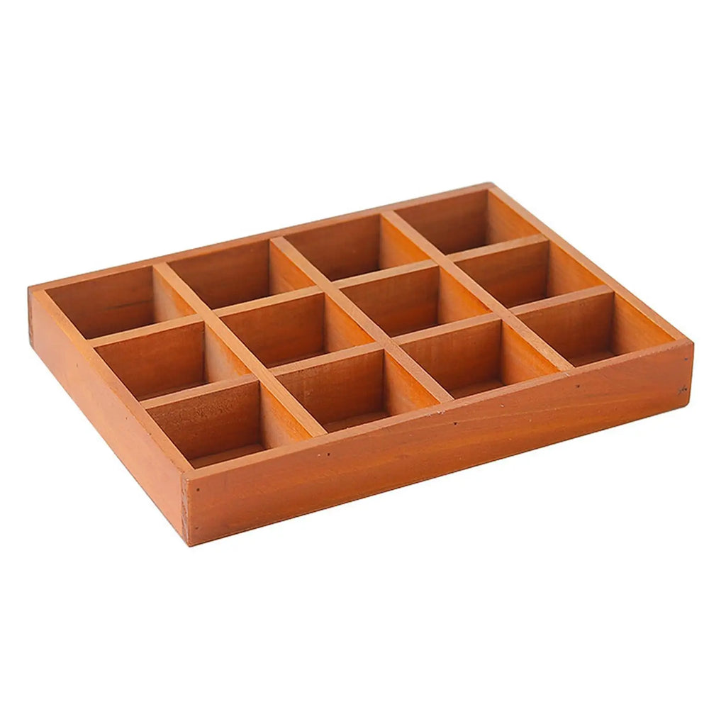 Wood Drawer Organizer with 12 Sections Rectangular Sturdy for for Arts and Crafts Supplies Multipurpose Cosmetics Divided Tray
