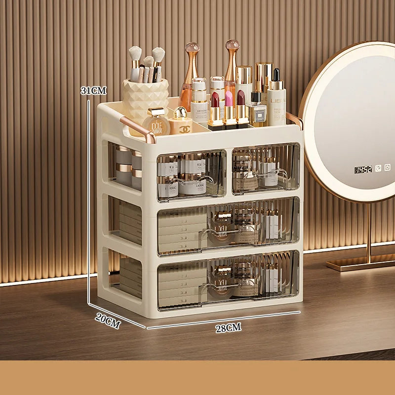 Fashion Makeup Organizer Drawer Type Cosmetic Storage Box Large Capacity Skincare Organizer for Bathroom Vanity Desk