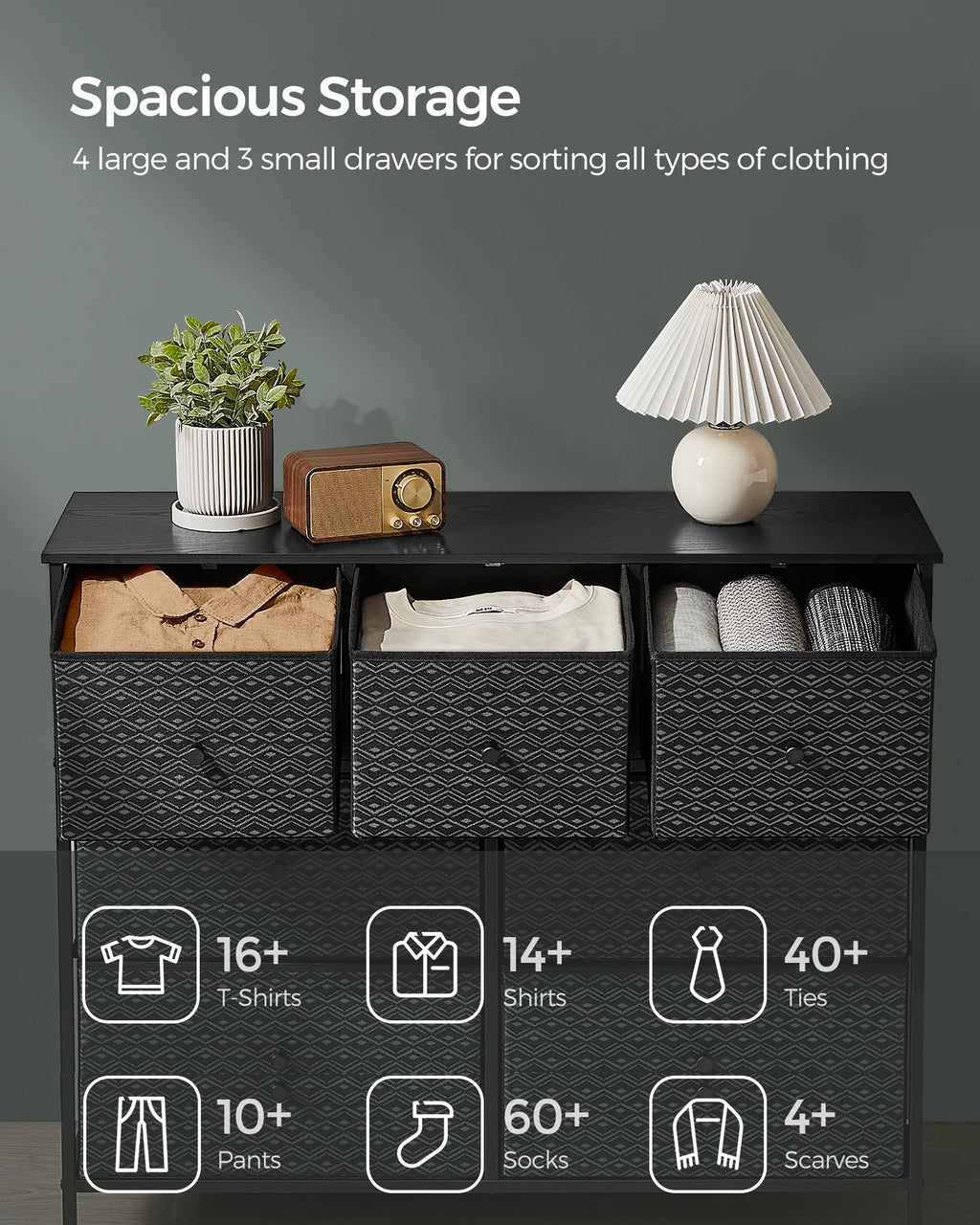 Dresser for Bedroom Closet Organizer and Storage Cabinet with 7 Fabric Drawers Chest of Drawers