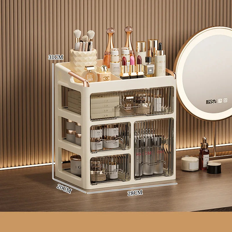 Fashion Makeup Organizer Drawer Type Cosmetic Storage Box Large Capacity Skincare Organizer for Bathroom Vanity Desk