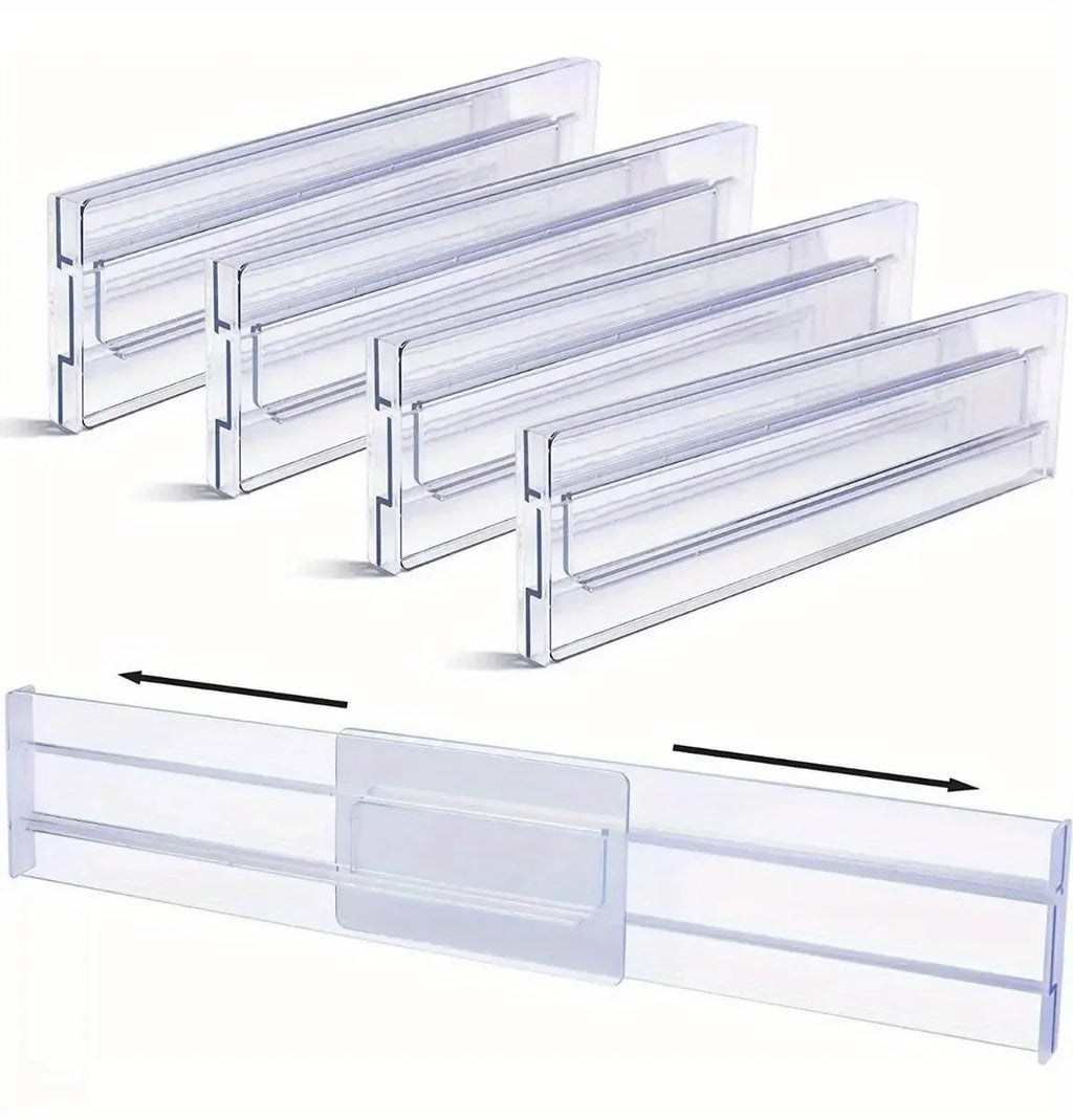 Drawer Dividers Organizers 1 Pack Adjustable 8cm High Expandable from 27.7-52.5cm Kitchen Drawer Organizer Clear Plastic