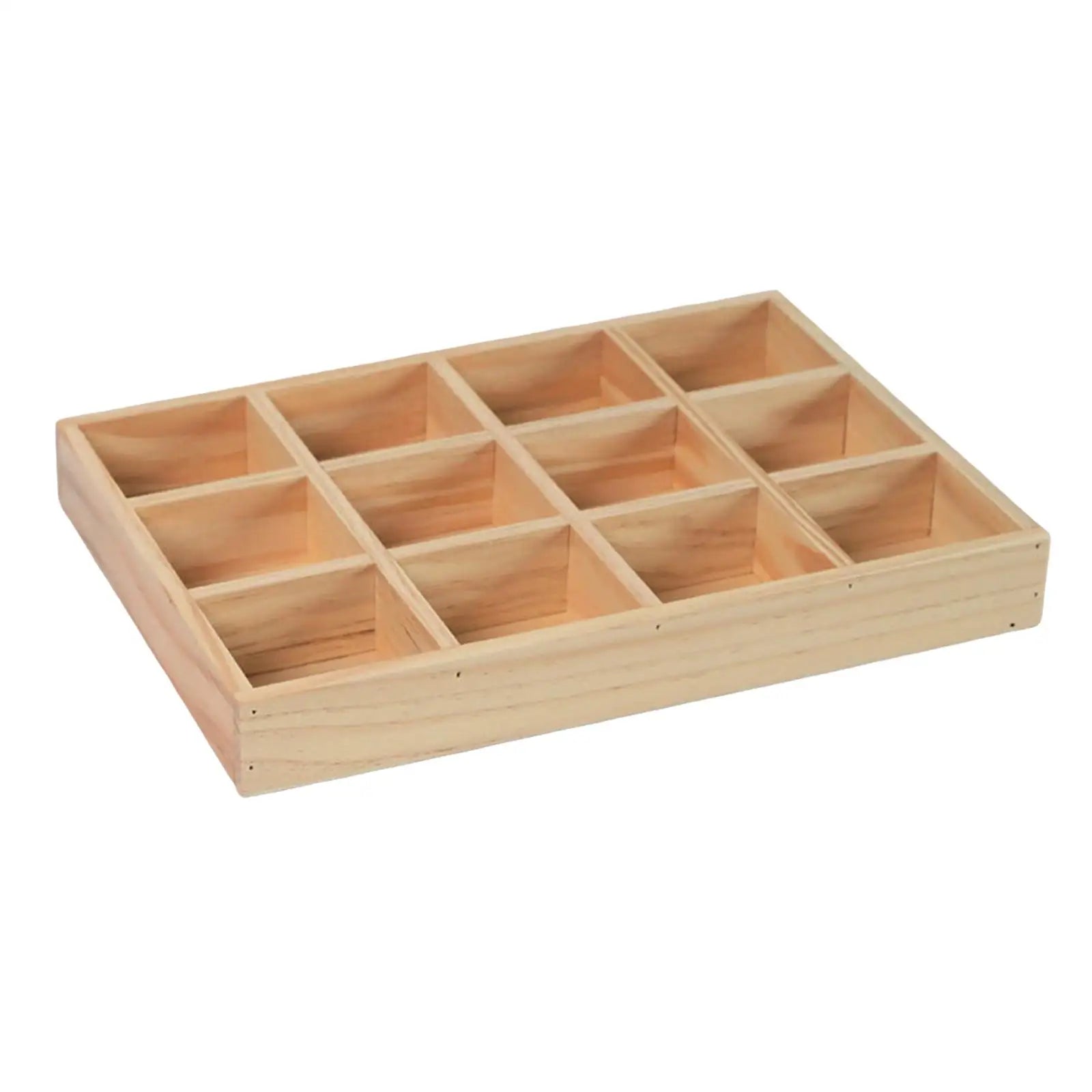 Wood Drawer Organizer with 12 Sections Rectangular Sturdy for for Arts and Crafts Supplies Multipurpose Cosmetics Divided Tray