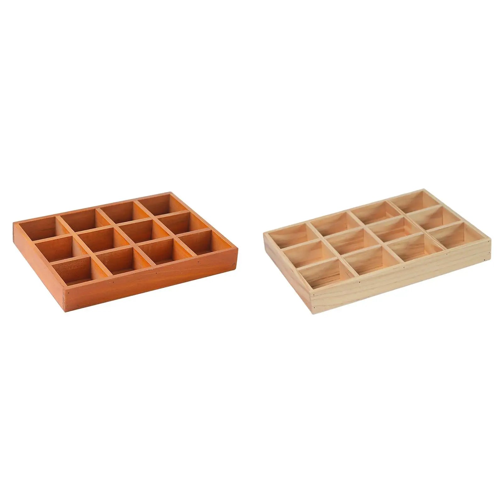 Wood Drawer Organizer with 12 Sections Rectangular Sturdy for for Arts and Crafts Supplies Multipurpose Cosmetics Divided Tray