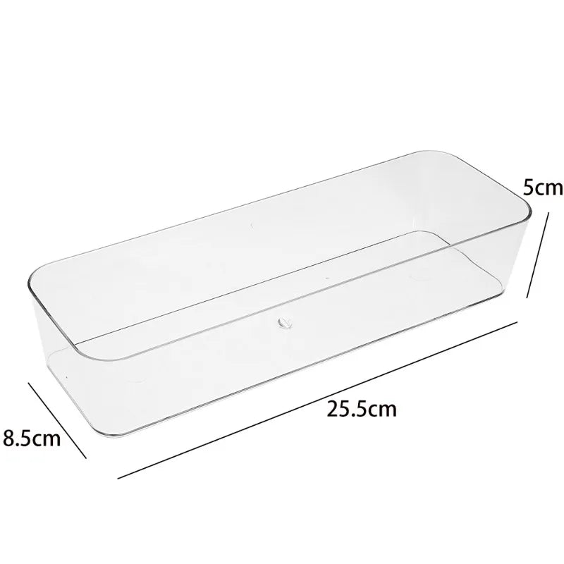 Desk Drawer Organizers Clear Cosmetic Storage Box Transparent Stationery Organizer Storage Bin Kitchen Bathroom Organizer Tools