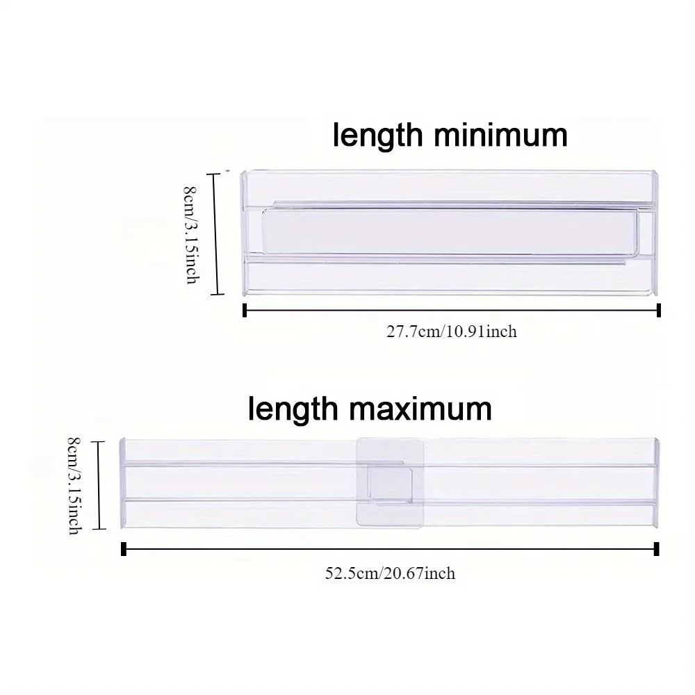 Drawer Dividers Organizers 1 Pack Adjustable 8cm High Expandable from 27.7-52.5cm Kitchen Drawer Organizer Clear Plastic