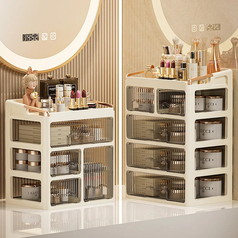 Fashion Makeup Organizer Drawer Type Cosmetic Storage Box Large Capacity Skincare Organizer for Bathroom Vanity Desk