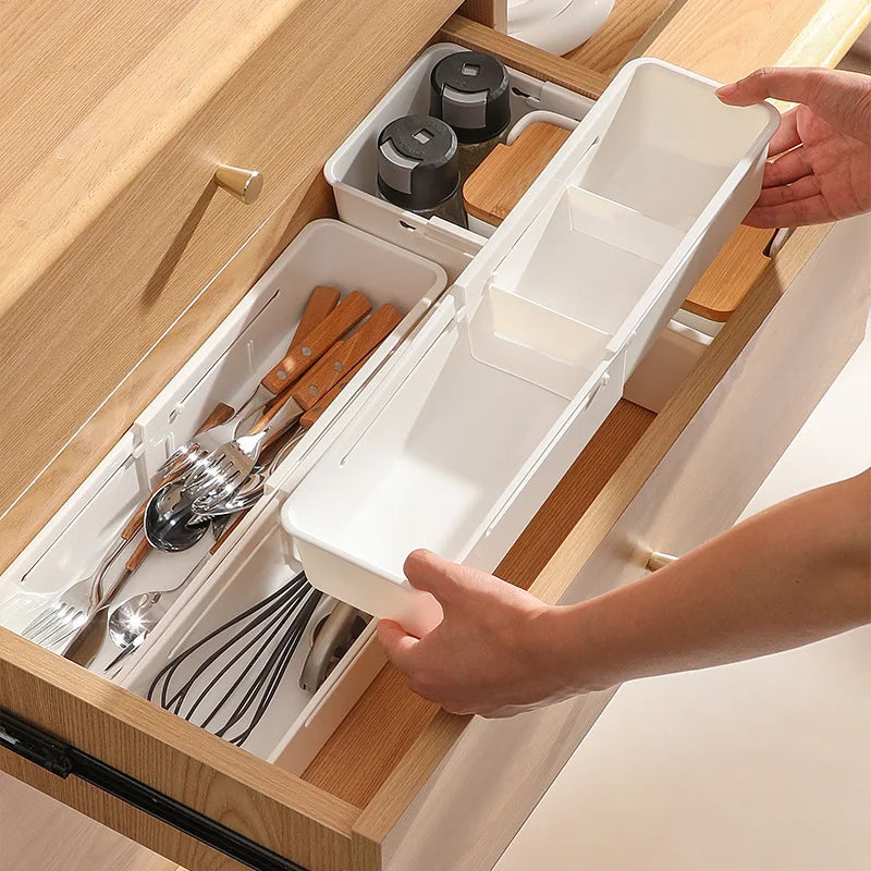 Drawer Organizer Box Home Retractable Sorting Kitchen Compartments Underwear Desktop Cutlery Storage Box