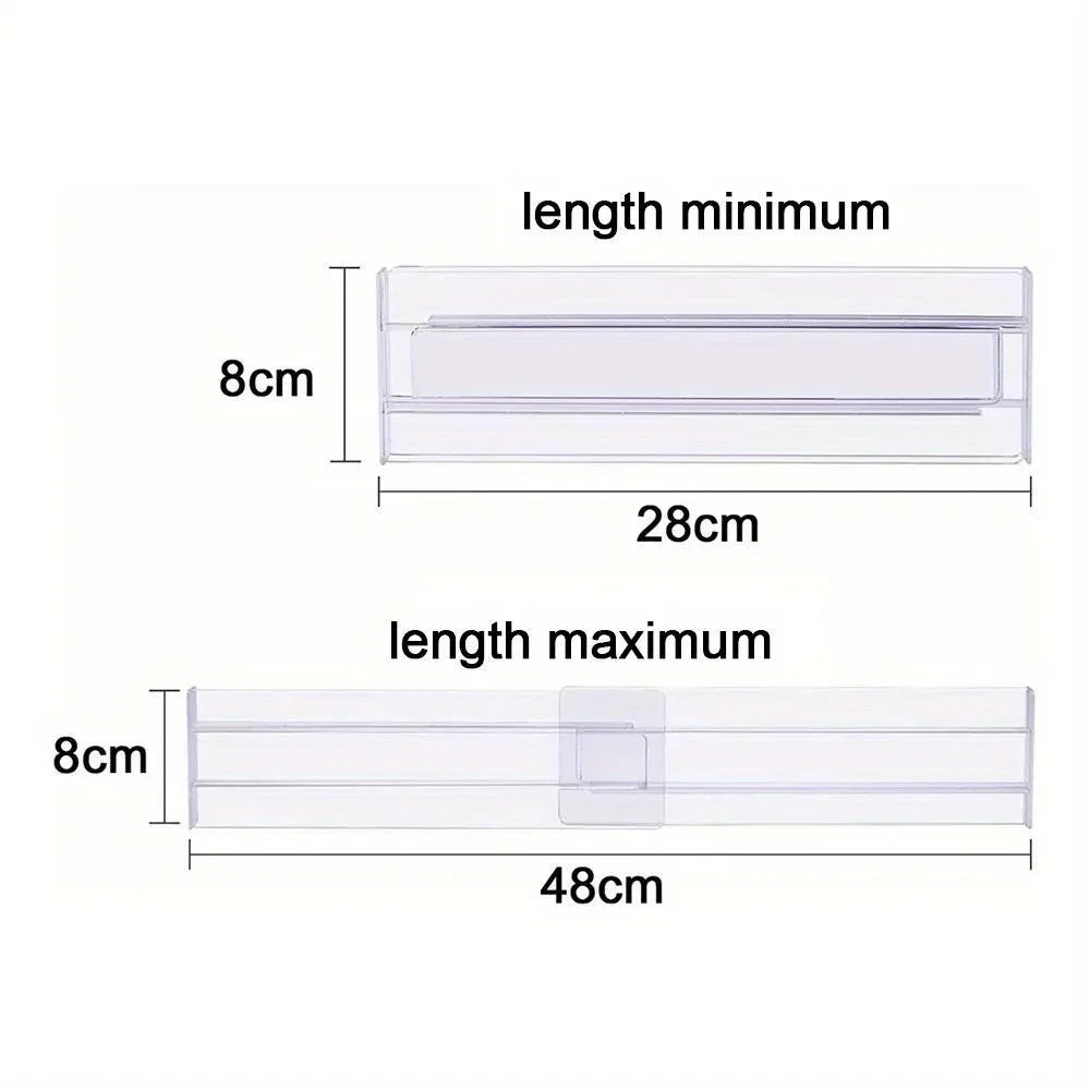 Drawer Dividers Organizers 1 Pack Adjustable 8cm High Expandable from 27.7-52.5cm Kitchen Drawer Organizer Clear Plastic