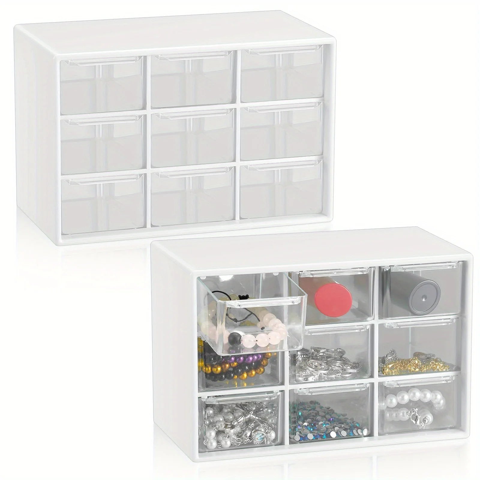 1pc Mini Drawer Organizer Small Organizer With Drawers Plastic Desktop Storage Box With 9 Drawers Desk Craft Organizer For Offic