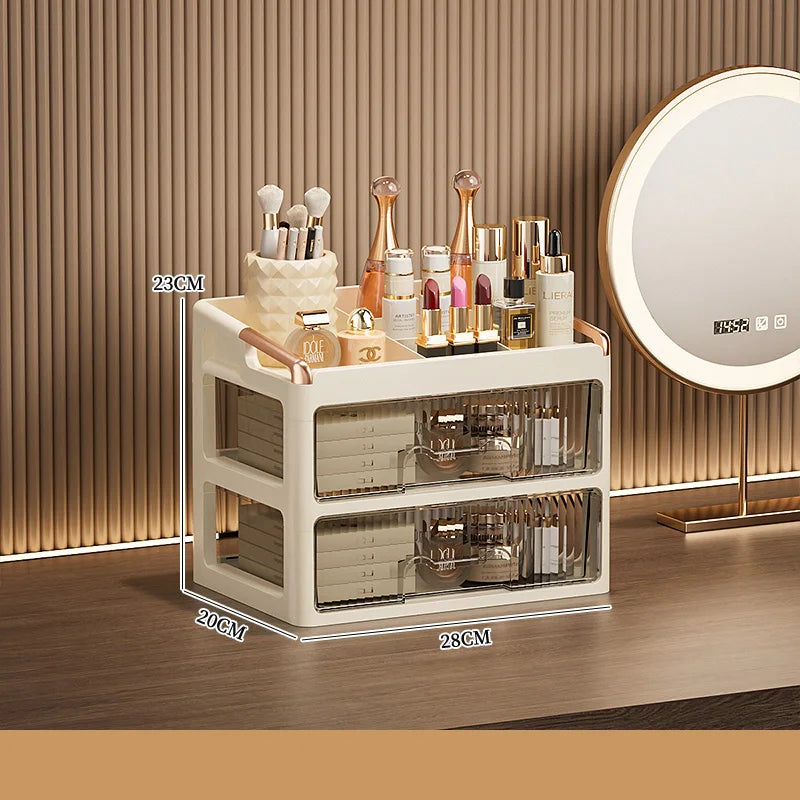 Fashion Makeup Organizer Drawer Type Cosmetic Storage Box Large Capacity Skincare Organizer for Bathroom Vanity Desk