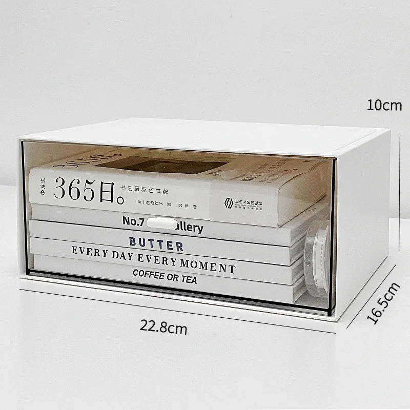 Simple Desktop Drawer Storage Box Organizer Student Dormitory Desk DIY Table Transparent Acrylic Stationery Tape Storage Rack