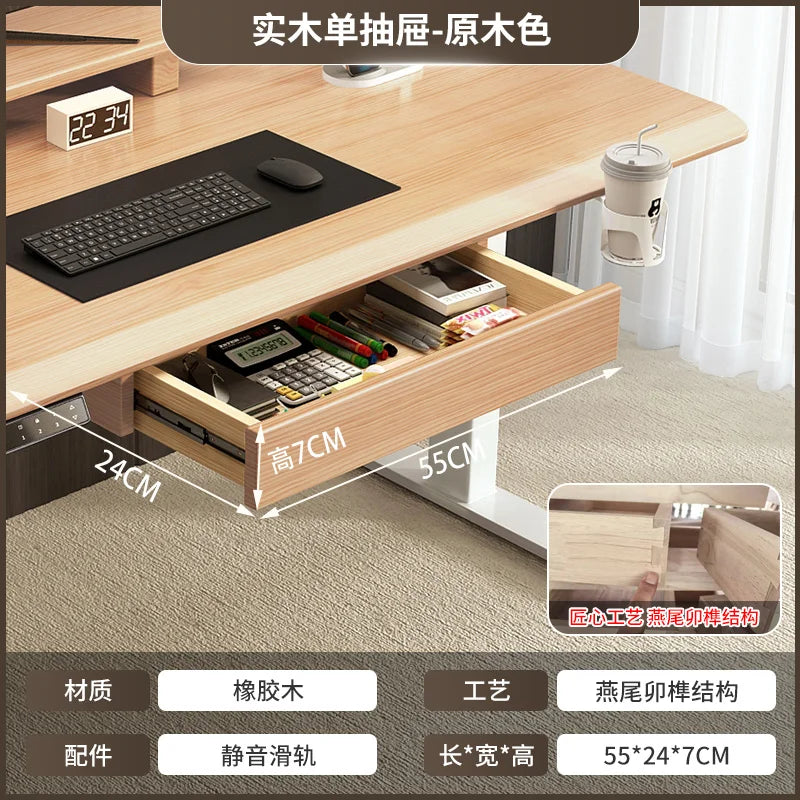 Solid Wood Desk Drawer Pull-Out Organizer Under-Desk Hidden Storage Box for Office Miscellaneous Storage for Documents