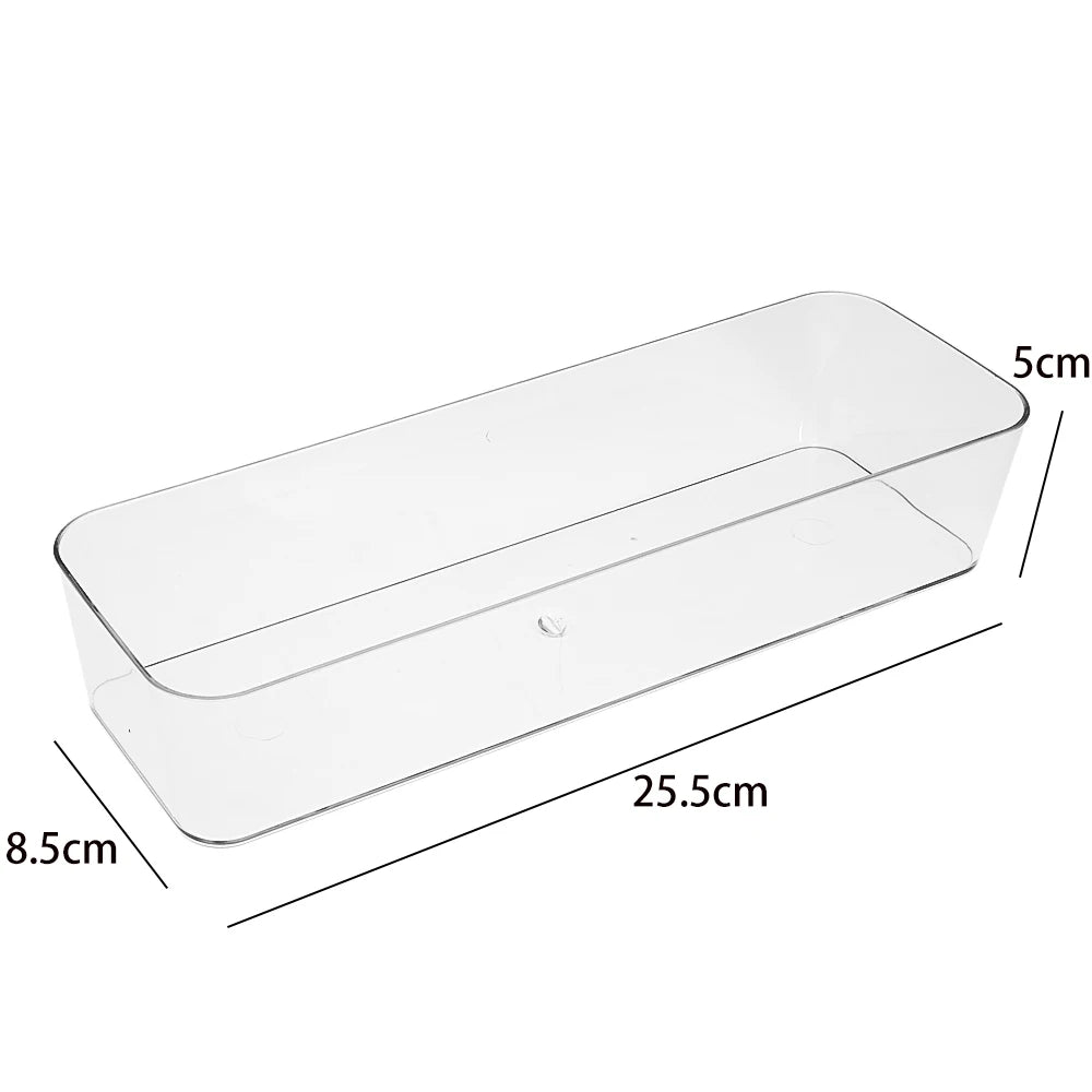 Desk Drawer Organizers Clear Cosmetic Storage Box Transparent Stationery Organizer Storage Bin Kitchen Bathroom Organizer Tools